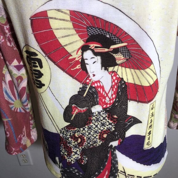 🎨 Vintage Yukiko Imperial Art Print Top – Made in U.S.A. – Size L 🎨 - Picture 2 of 15